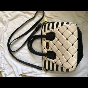 Betsy Johnson Black and White Striped Crossbody